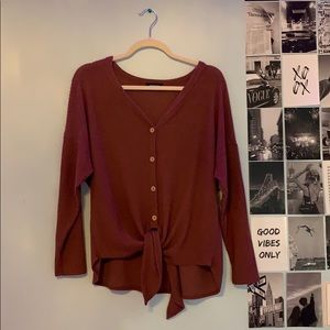 Dark Red Long Sleeve Top